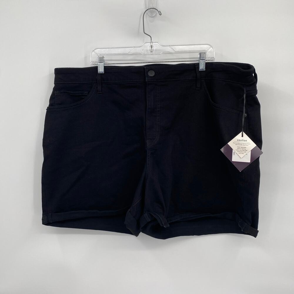 Ava & Viv Black Rolled Hem Jean Shorts Black New 24W